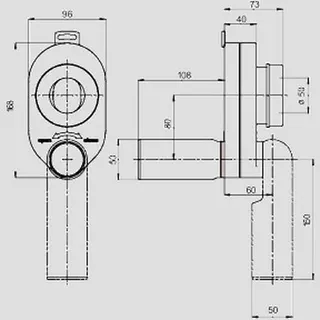 Sanit Eisenberg Urinal Absaug Siphon DN50/50 waagerecht oder senkrecht – Bild 2