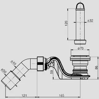 Sanit Eisenberg Ablaufgarnitur 826 mit Standrohr 70x120 – Bild 2