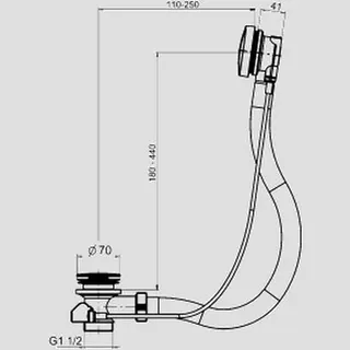 Sanit Eisenberg Ab-u.Überlaufgarnitur BASIC flexibel Überlauf ohne GV, Bowdenzug 650 – Bild 2