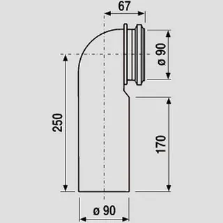 Sanit Eisenberg WC-Anschlussbogen 90Gr DN90 1-fach schwarz – Bild 2