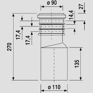 Sanit Eisenberg WC-Anschlussstück DN90/DN100 3-fach schwarz – Bild 2