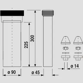 Sanit Eisenberg WC-Anschlussgarnitur 300mm DN90 weiß – Bild 2