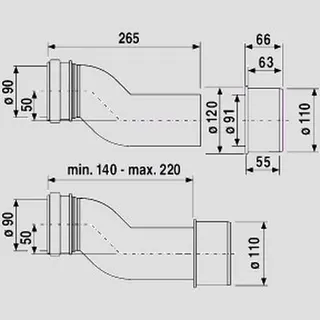 Sanit Eisenberg WC-Etagen-Anschlussbogen DN90/DN100, 50mm – Bild 2