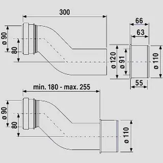 Sanit Eisenberg WC-Etagen-Anschlussbogen DN90/DN100 80mm – Bild 2