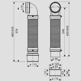 Sanit Eisenberg WC- Anschlussrohr DN90/DN100 flexibel schwarz – Bild 2
