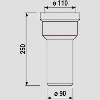 Sanit Eisenberg WC-Anschlussstutzen 250mm DN90 weiß – Bild 2