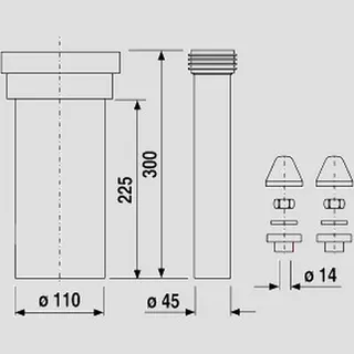 Sanit Eisenberg WC-Anschlussgarnitur 300mm DN100 weiß – Bild 2
