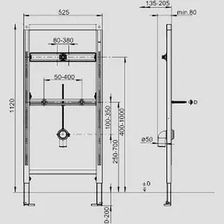 Sanit Eisenberg Urinal-Element INEO Aufputz Druckspüler 1120/525 – Bild 2