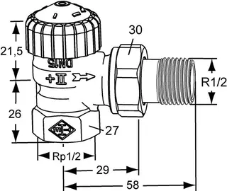 Heimeier Thermostat Ventilunterteil V-exakt II, Rotguss vernickelt, Eckform 1/2" – Bild 2