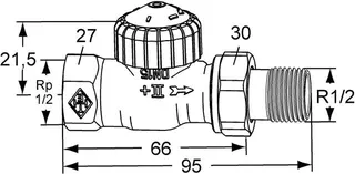 Heimeier Thermostat Ventilunterteil V-exakt II, Rotguss vernickelt, Durchgang 1/2" – Bild 2