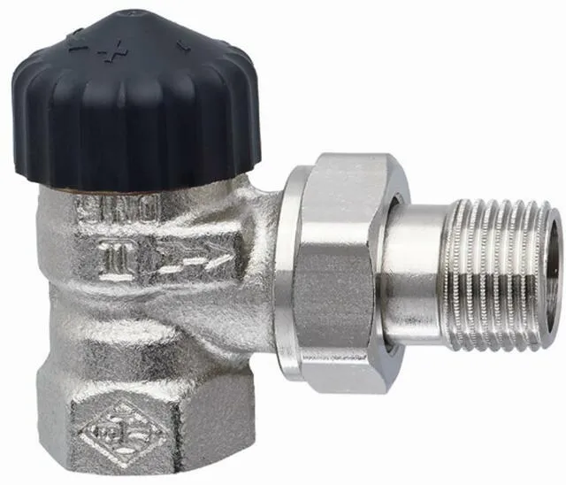 Heimeier Thermostat Ventilunterteil, Rotguss vernickelt, Eckform 1"