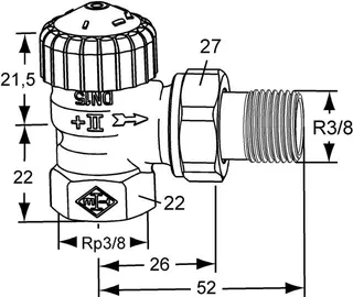 Heimeier Thermostat Ventilunterteil V-exakt II, Rotguss vernickelt, Eckform 3/8" – Bild 2