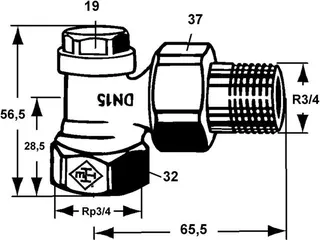 Heimeier Verschraubung Regulux, Eckform, Rotguss 3/4" – Bild 2