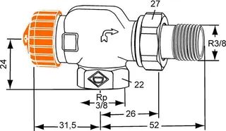Heimeier Thermostat Ventilunterteil Eclipse, Axialform DN 10, 3/8" – Bild 2