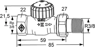 Heimeier Thermostat Ventilunterteil V-exakt II, Rotguss vernickelt, Durchgang 3/8" – Bild 2