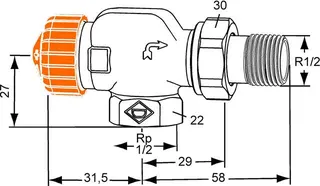 Heimeier Thermostat Ventilunterteil Eclipse, Axialform DN 15, 1/2" – Bild 2