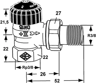 Heimeier Thermostat Ventilunterteil, Rotguss vernickelt, Eckform 3/8" – Bild 2