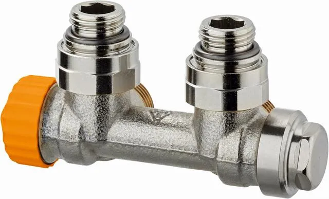 Heimeier Thermostatventil Multilux Eclipse, Eckform, Rotguss vernickelt Rp 1/2", Innengewinde