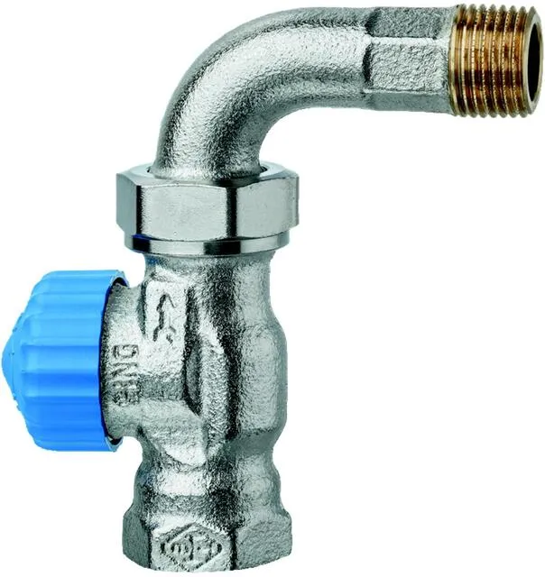 Heimeier Thermostat Ventilunterteil Bogenverschraubung, Rotguss vernickelt 1/2"