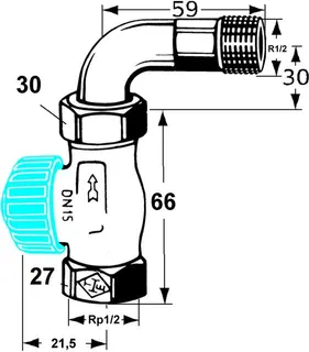 Heimeier Thermostat Ventilunterteil Bogenverschraubung, Rotguss vernickelt 1/2" – Bild 2