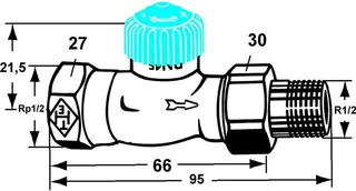 Heimeier Thermostat Ventilunterteil, Rotguss vernickelt, Durchgang 1/2" – Bild 2