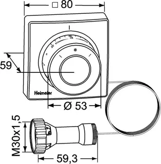 Heimeier Thermostat-Kopf F, Ferneinsteller Kapillarrohr 2 m – Bild 2