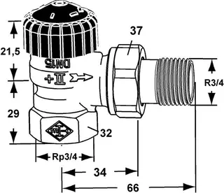 Heimeier Thermostat Ventilunterteil, Rotguss vernickelt, Eckform 3/4" – Bild 2
