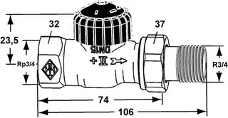 Heimeier Thermostat Ventilunterteil Standard, Rotguss vernickelt, Durchgang 3/4" – Bild 2