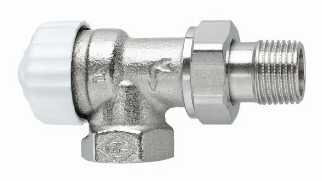 Heimeier Thermostat Ventilunterteil, Eckform, umgekehrte Flussrichtung, Voreinstellung 1/2"