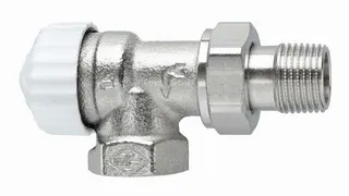 Heimeier Thermostat Ventilunterteil, Eckform, umgekehrte Flussrichtung, Voreinstellung 1/2"