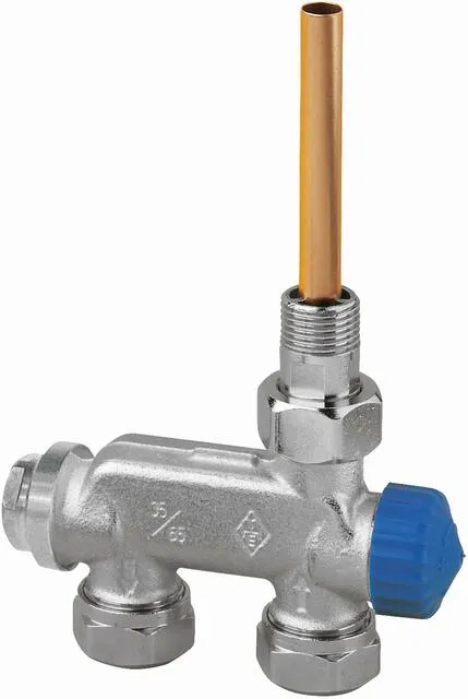 Heimeier EZ-Ventil Durchgang, 1/2", Rotguss vernickelt für Einrohr