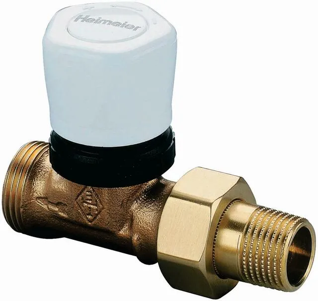 Heimeier Vorlauf Thermostat Ventil, 1/2", Rotguss mit Handregulierkappe 3/4"