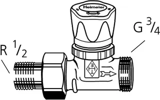 Heimeier Vorlauf Thermostat Ventil, 1/2", Rotguss mit Handregulierkappe 3/4" – Bild 2