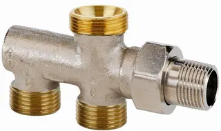 Heimeier Verteiler Duolux 1/2", Rotguss vernickelt für Einrohranlagen, ohne Absperrung
