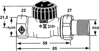 Heimeier Thermostat Ventilunterteil Standard, Rotguss vernickelt, Durchgang 3/8" – Bild 2