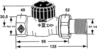 Heimeier Thermostat Ventilunterteil Standard, Rotguss vernickelt, Durchgang 1 1/4" – Bild 2