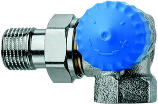 Heimeier Thermostat Ventilunterteil, Rotguss vernickelt, Winkeleck rechts 1/2"