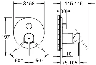 Grohe Plus Einhandbatterie mit 3-Wege Umstellung (hard graphite gebürstet) – Bild 2