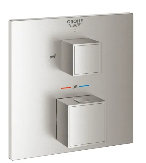 Grohe Grohtherm Cube Thermostat-Wannenbatterie mit integrierter 2-Wege-Umstellung (supersteel)