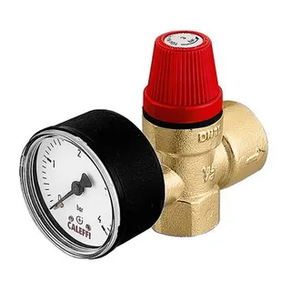 Caleffi Membran-Sicherheitsventil 1/2" x 3/4", 2,5 bar mit Manometer