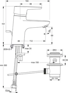 Ideal Standard CONNECT BLUE Waschtischarmatur, mit Ablaufgarnitur – Bild 2