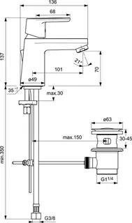 Ideal Standard Ceravito Waschtischarmatur, mit Ablaufgarnitur – Bild 2