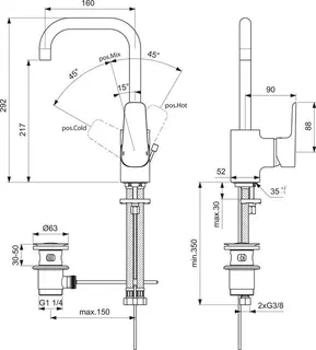 Ideal Standard CERAPLAN III Waschtischarmatur 290, hoher Auslauf – Bild 2