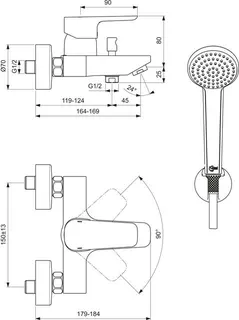 Ideal Standard Badearmatur CERAPLAN III mit Brauseset – Bild 2