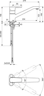 Ideal Standard Ceraplan III Küchen Spültisch Armatur, Niederdruck – Bild 2