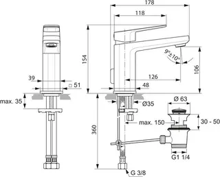 Ideal Standard TONIC II Waschtisch Armatur, inkl. Ablaufgarnitur – Bild 2