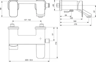 Ideal Standard TONIC II Badearmatur, Aufputz – Bild 2