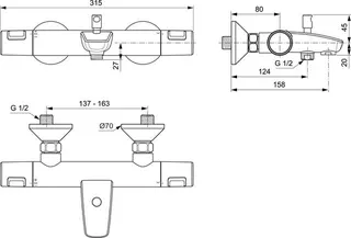Ideal Standard Badethermostat CERATHERM T25, Aufputz – Bild 2