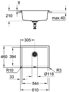 Grohe K700U Kompositspüle (granit schwarz) – Bild 2