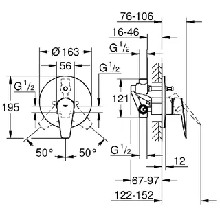Grohe BauEdge Einhebel-Bad-Brause-Mischer (chrom) – Bild 2